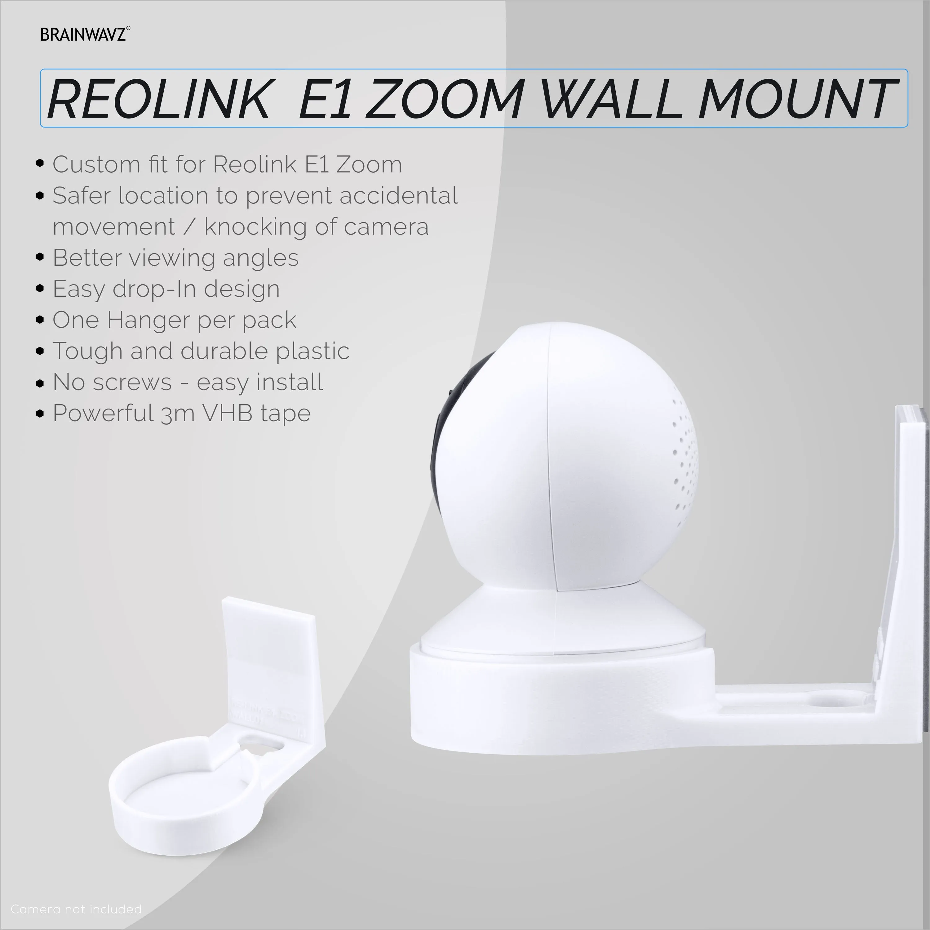Wall Mount for Reolink E1 Zoom Security Camera - Easy to Install Adhesive, No Tools Needed, No Mess, No Drilling, Strong Adhesive Holder