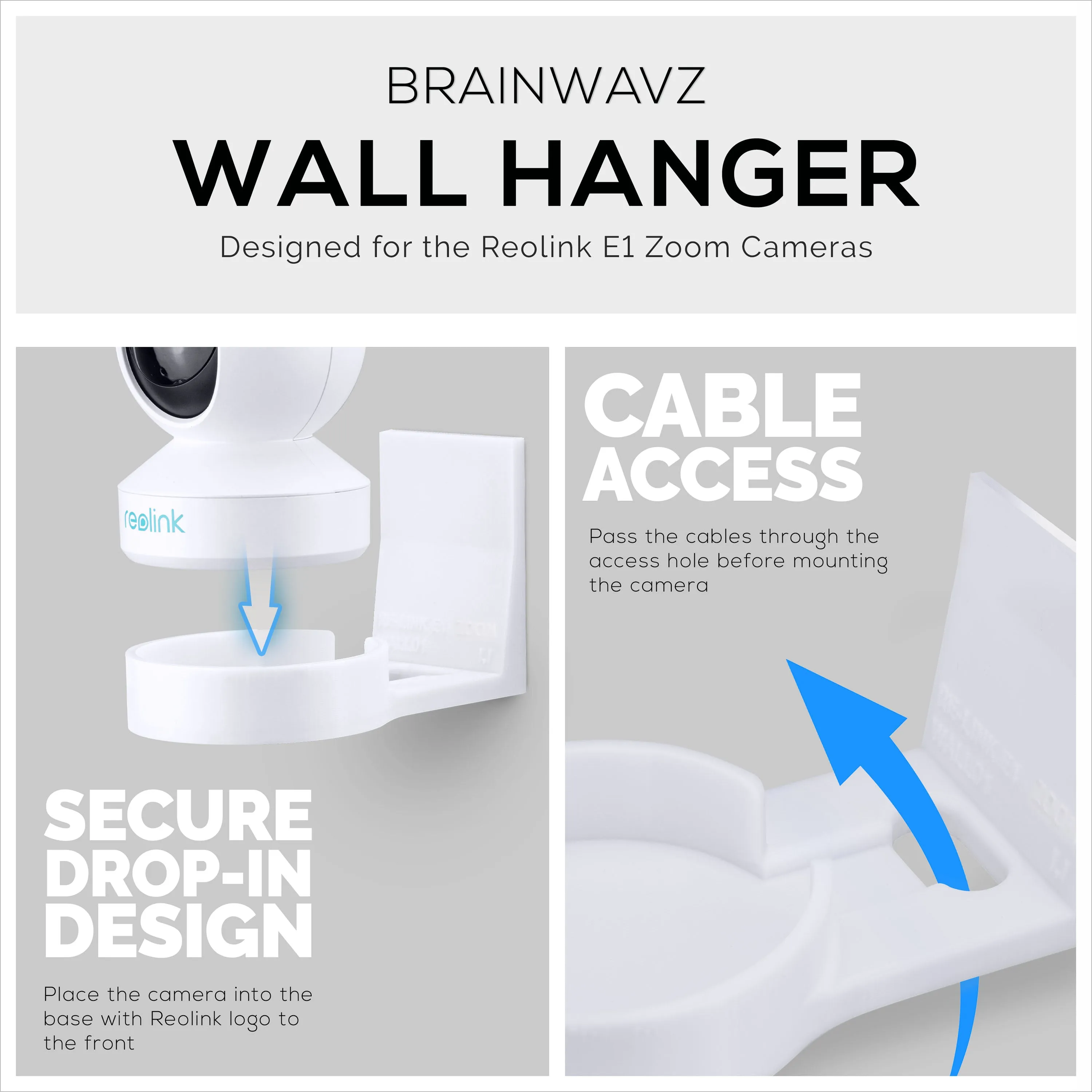 Wall Mount for Reolink E1 Zoom Security Camera - Easy to Install Adhesive, No Tools Needed, No Mess, No Drilling, Strong Adhesive Holder