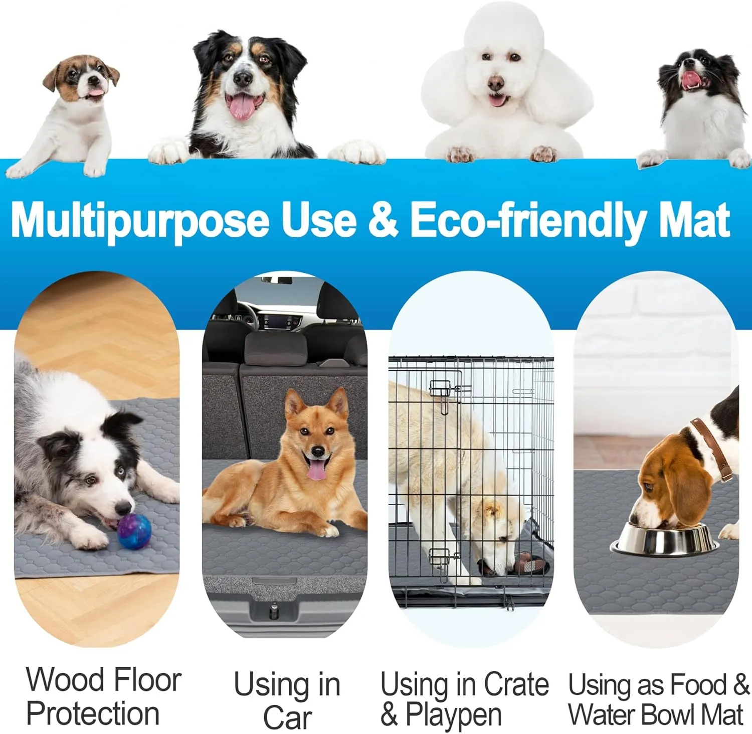 Washable Pee Pads for Dogs, Fast Absorbent Reusable Dog Pee Pads, Non Slip Puppy Pads Pet Training Pads for Whelping, Potty, Housebreaking, Playpen, Crate (2 Pack, 18 x 24)