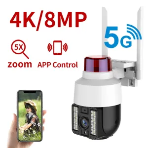 Wireless 5G Outdoor PTZ Camera with 4K Resolution and Audio Surveillance